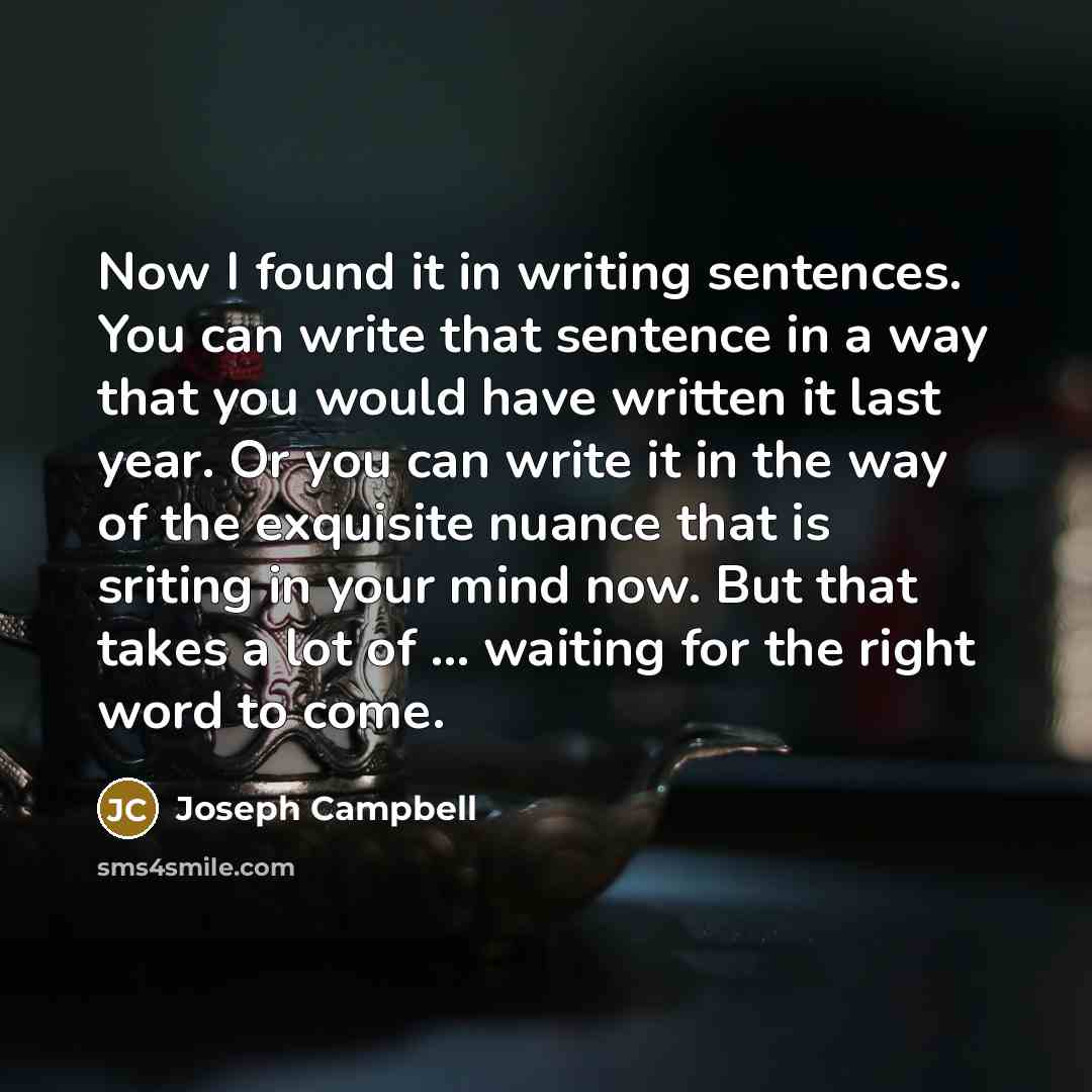 “Now I found it in writing sentences. You can write…” quote by Joseph Campbell