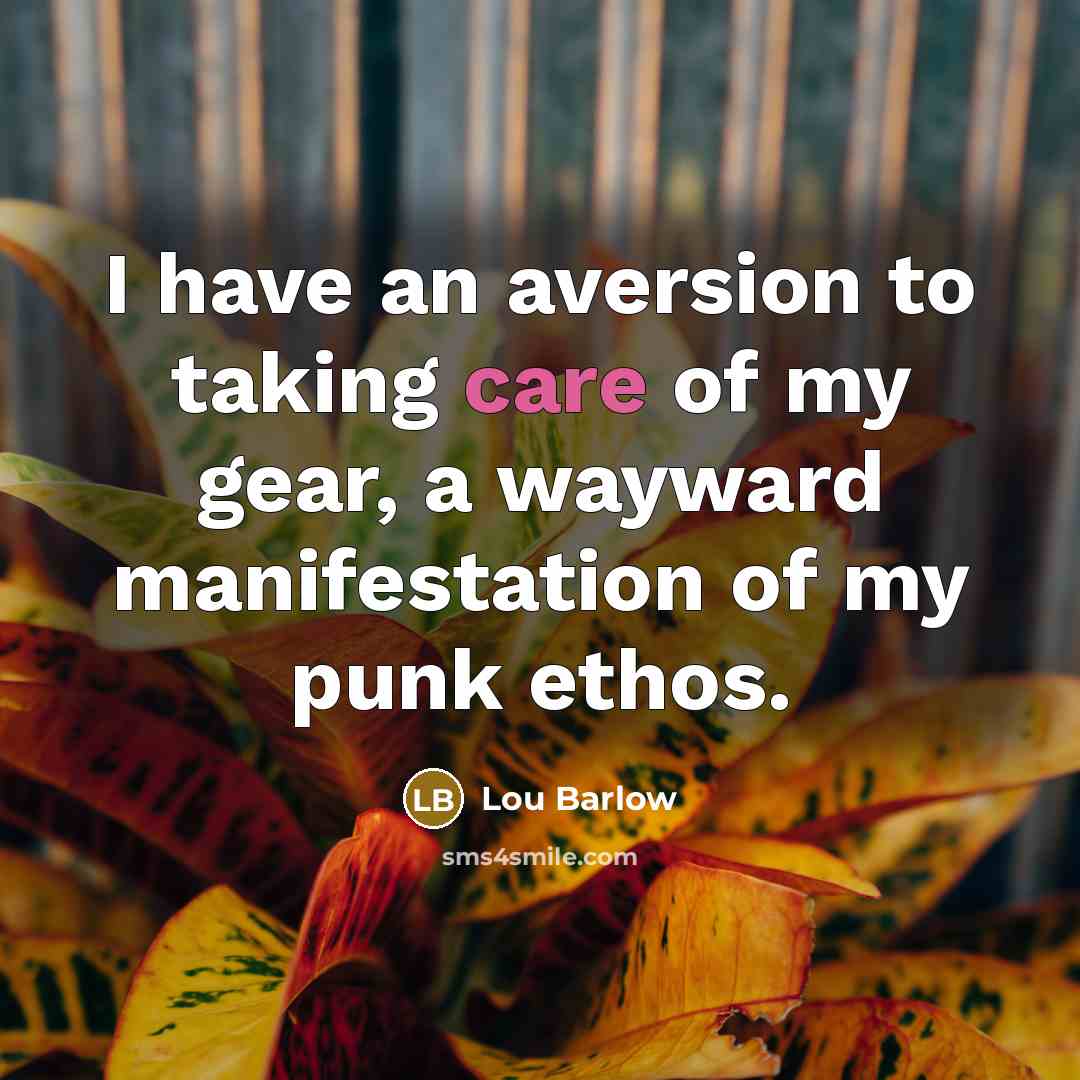 “I have an aversion to taking care of my gear,…” quote by Lou Barlow