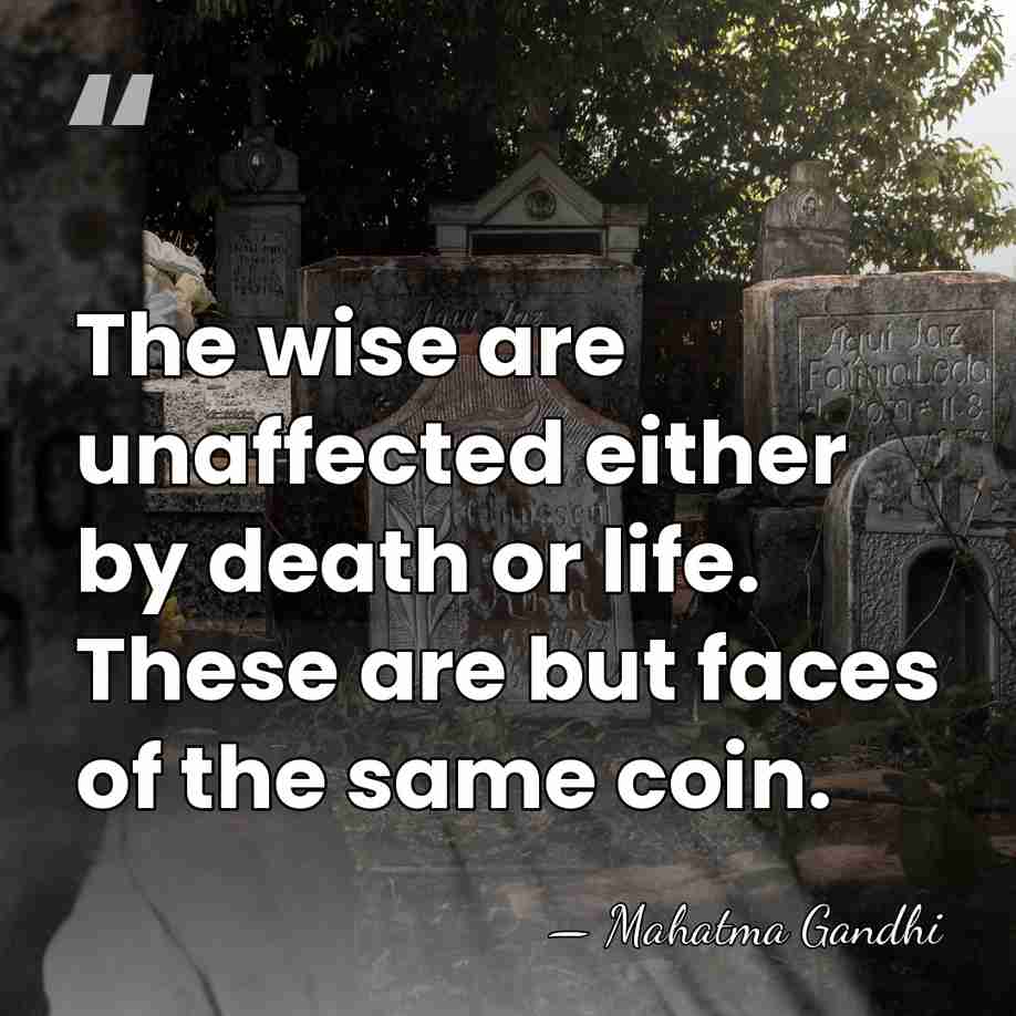 The wise are unaffected either by death or life. These are but&hellip; - Mahatma Gandhi