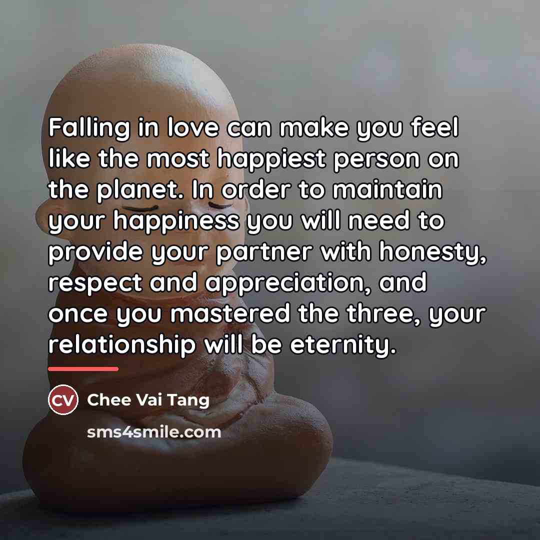 “Falling in love can make you feel like the most…” quote by Chee Vai Tang