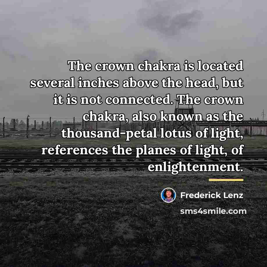 “The crown chakra is located several inches above the head,…” quote by Frederick Lenz