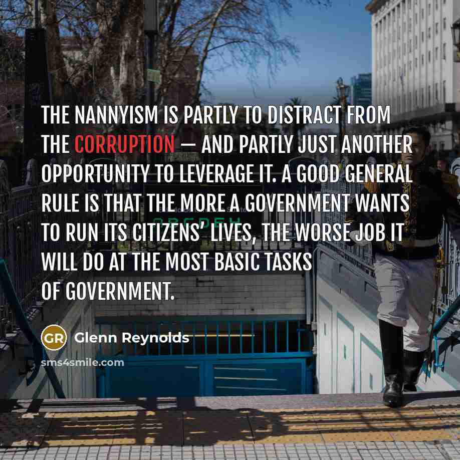 “The nannyism is partly to distract from the corruption —…” quote by Glenn Reynolds