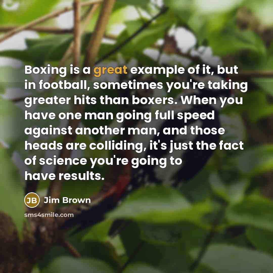 “Boxing is a great example of it, but in football,…” quote by Jim Brown