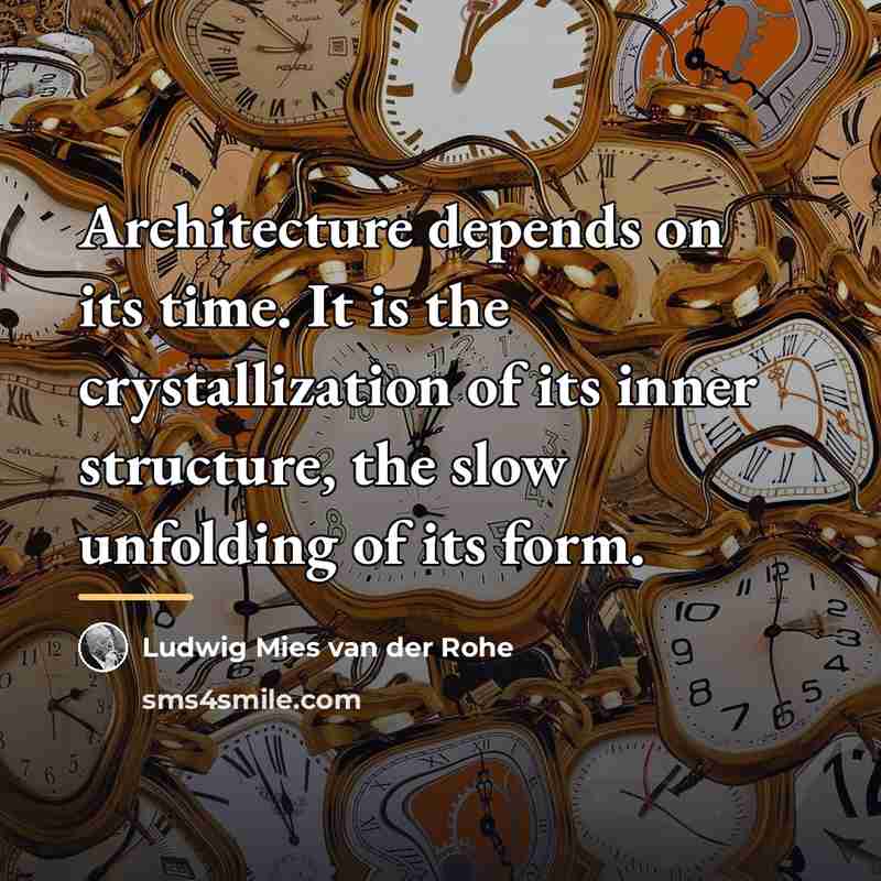 “Architecture depends on its time. It is the crystallization of…” quote by Ludwig Mies van der Rohe