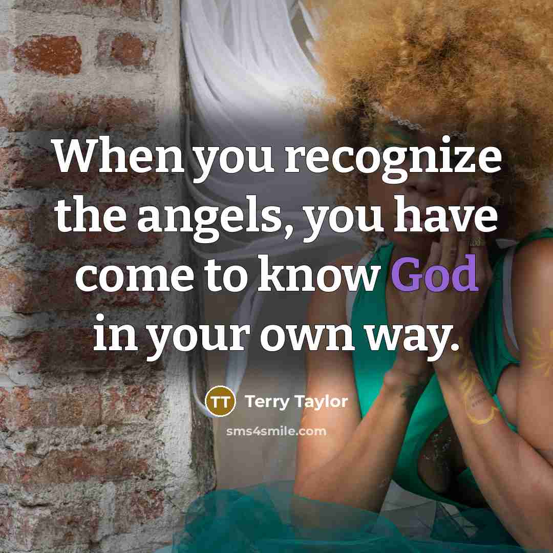 “When you recognize the angels, you have come to know…” quote by Terry Taylor