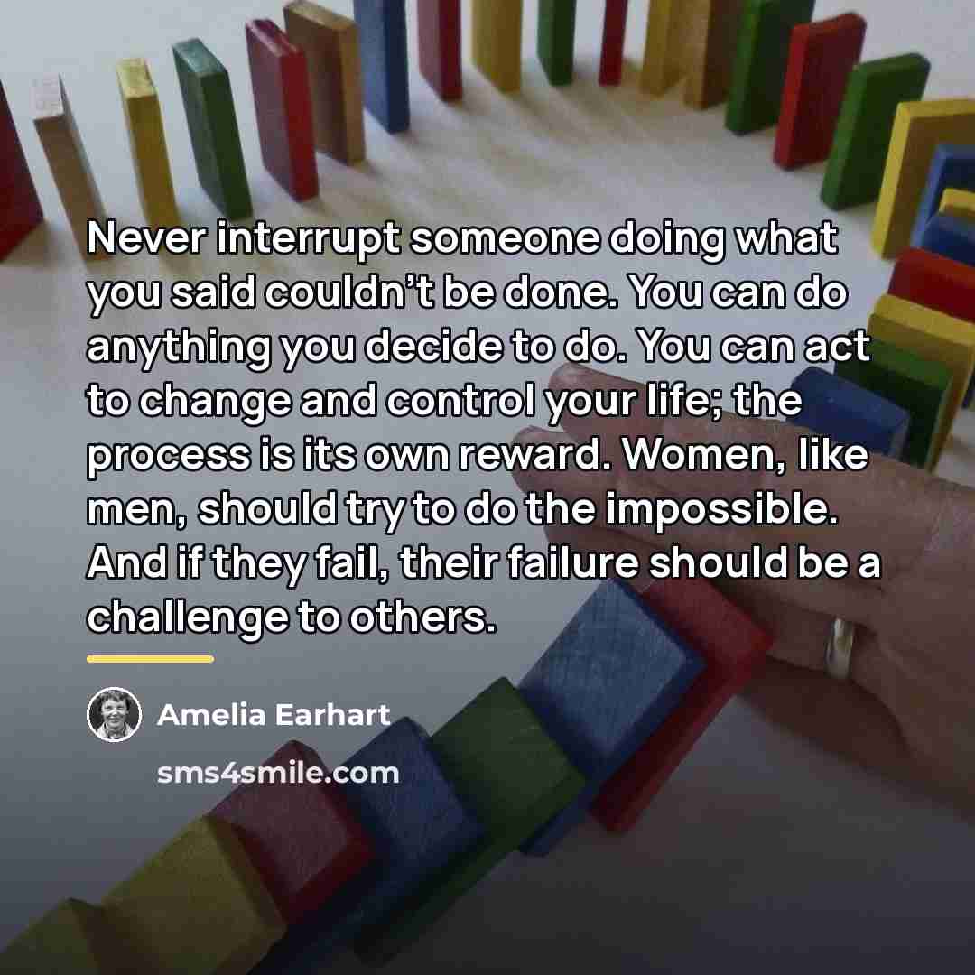 “Never interrupt someone doing what you said couldn't be done.…” quote by Amelia Earhart