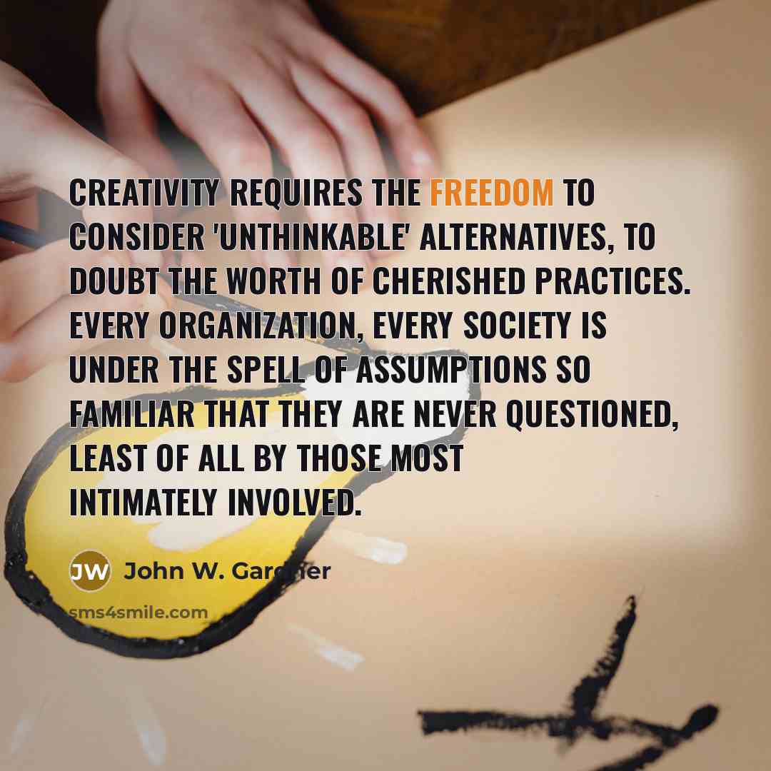 “Creativity requires the freedom to consider 'unthinkable' alternatives, to doubt…” quote by John W. Gardner