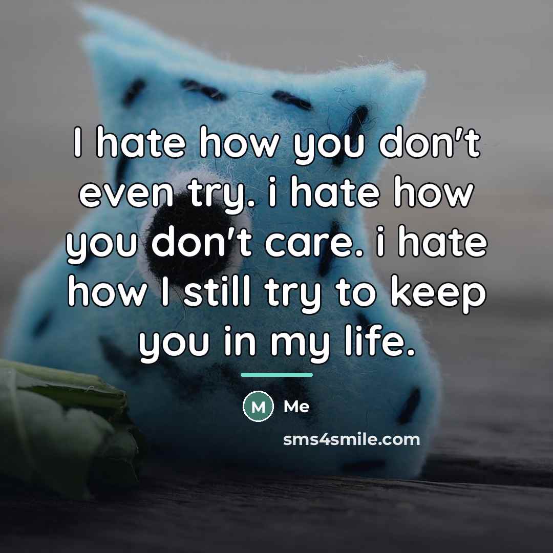 “I hate how you don't even try. i hate how…” quote by Me