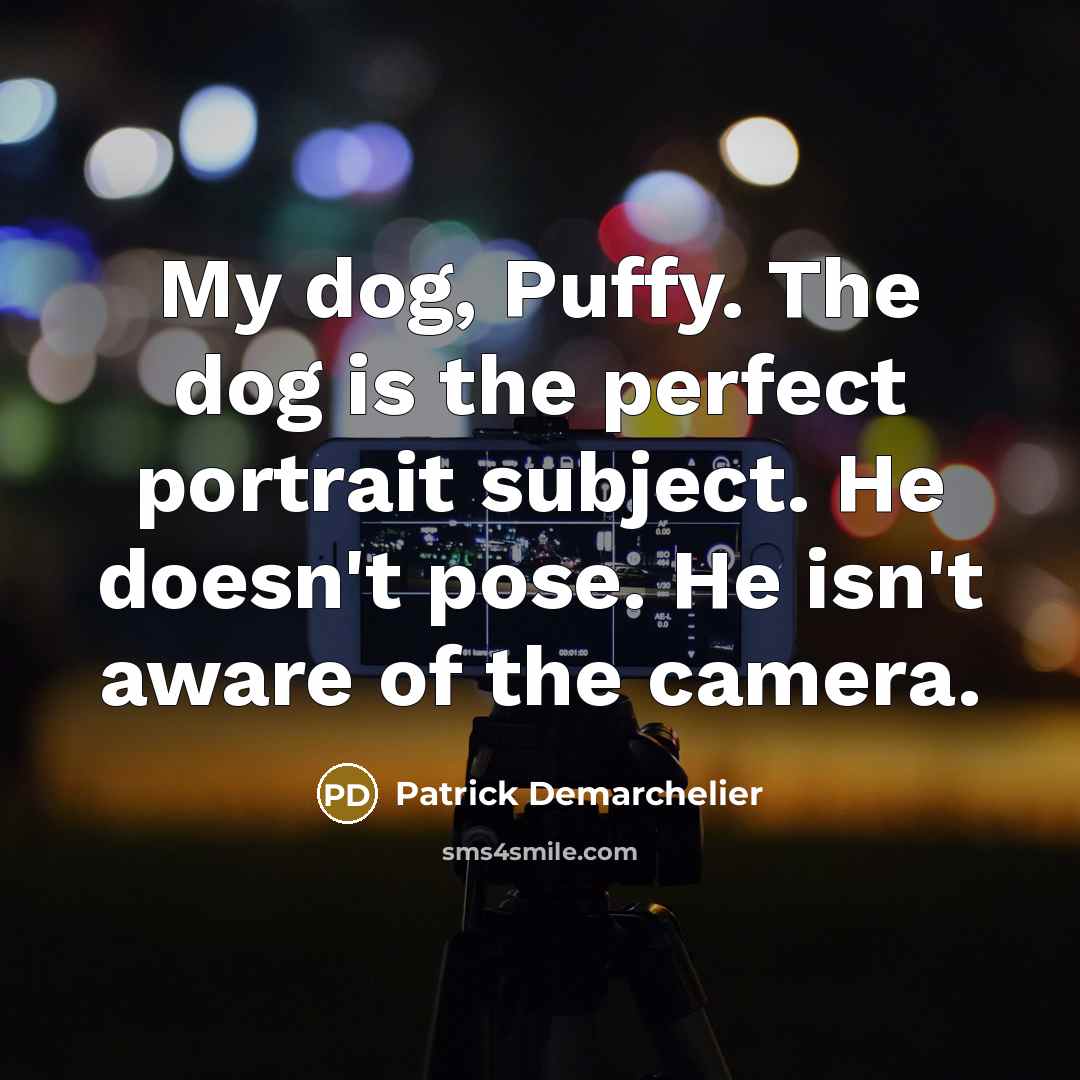 “My dog, Puffy. The dog is the perfect portrait subject.…” quote by Patrick Demarchelier
