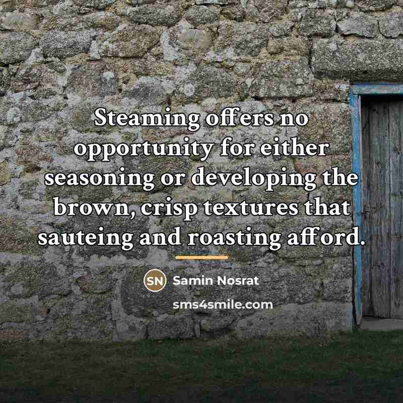 “Steaming offers no opportunity for either seasoning or developing the…” quote by Samin Nosrat