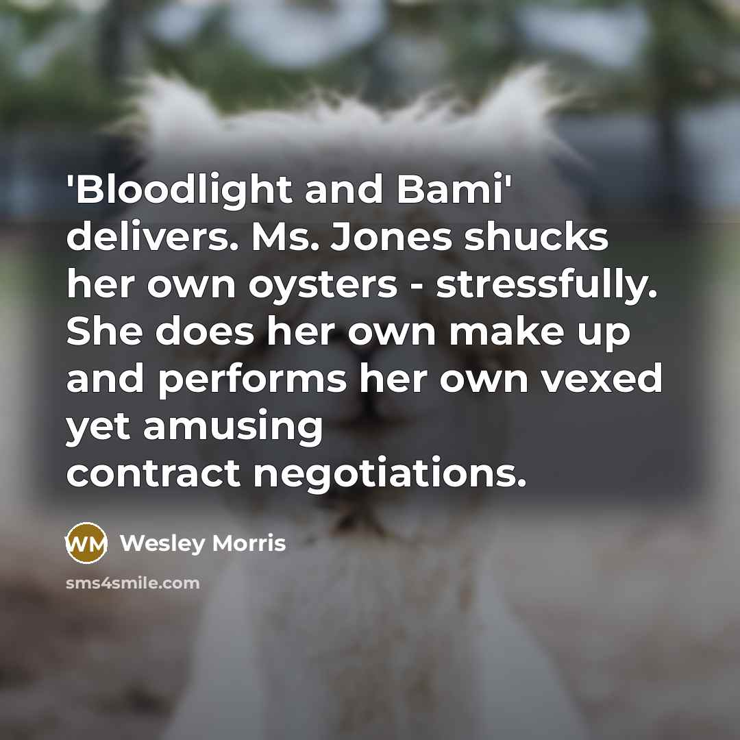 “'Bloodlight and Bami' delivers. Ms. Jones shucks her own oysters…” quote by Wesley Morris