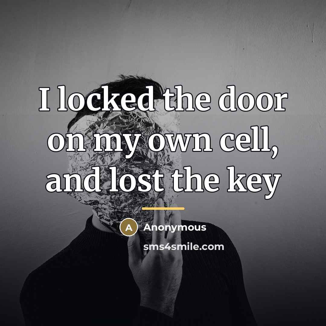 “I locked the door on my own cell, and lost…” quote by Anonymous