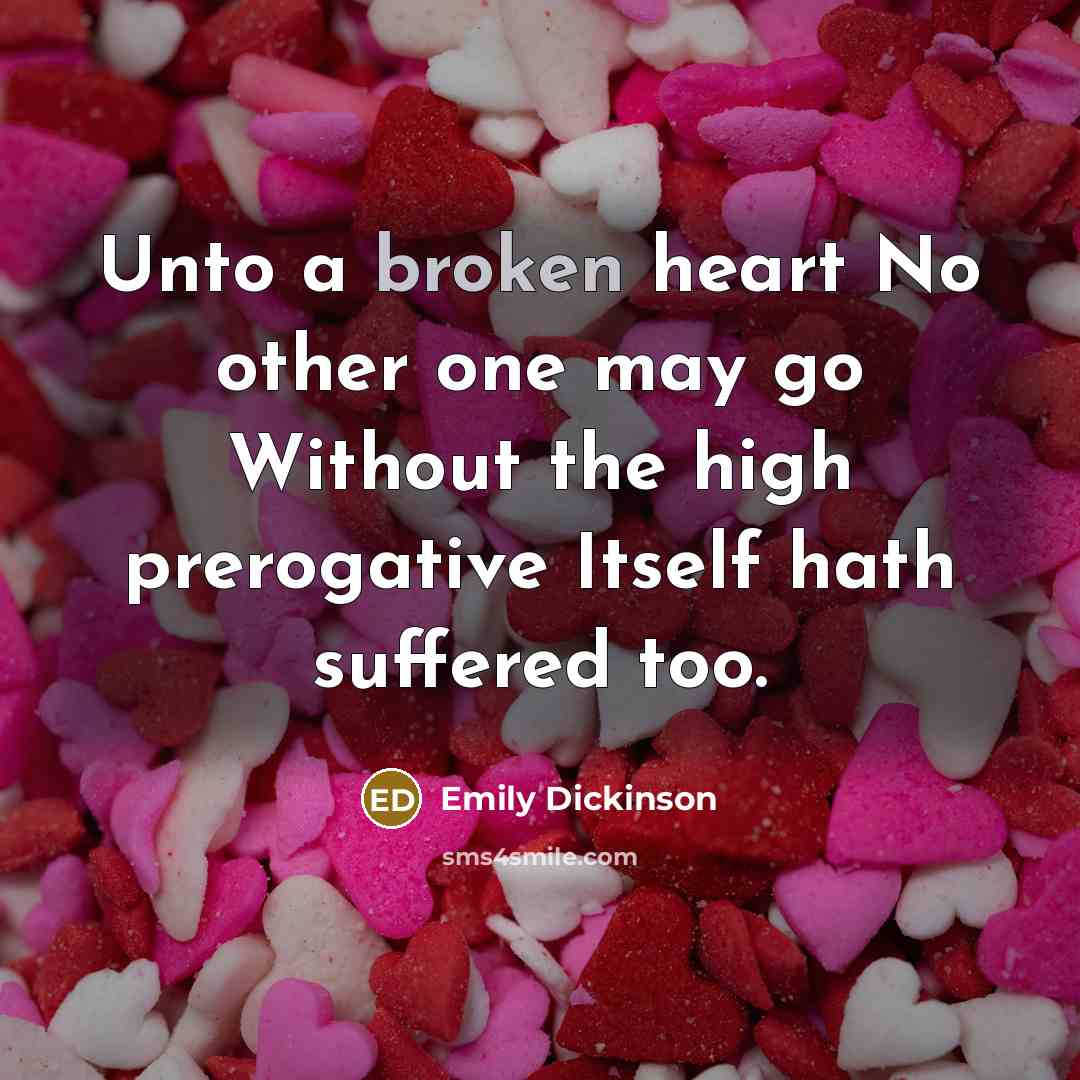 “Unto a broken heart No other one may go Without…” quote by Emily Dickinson
