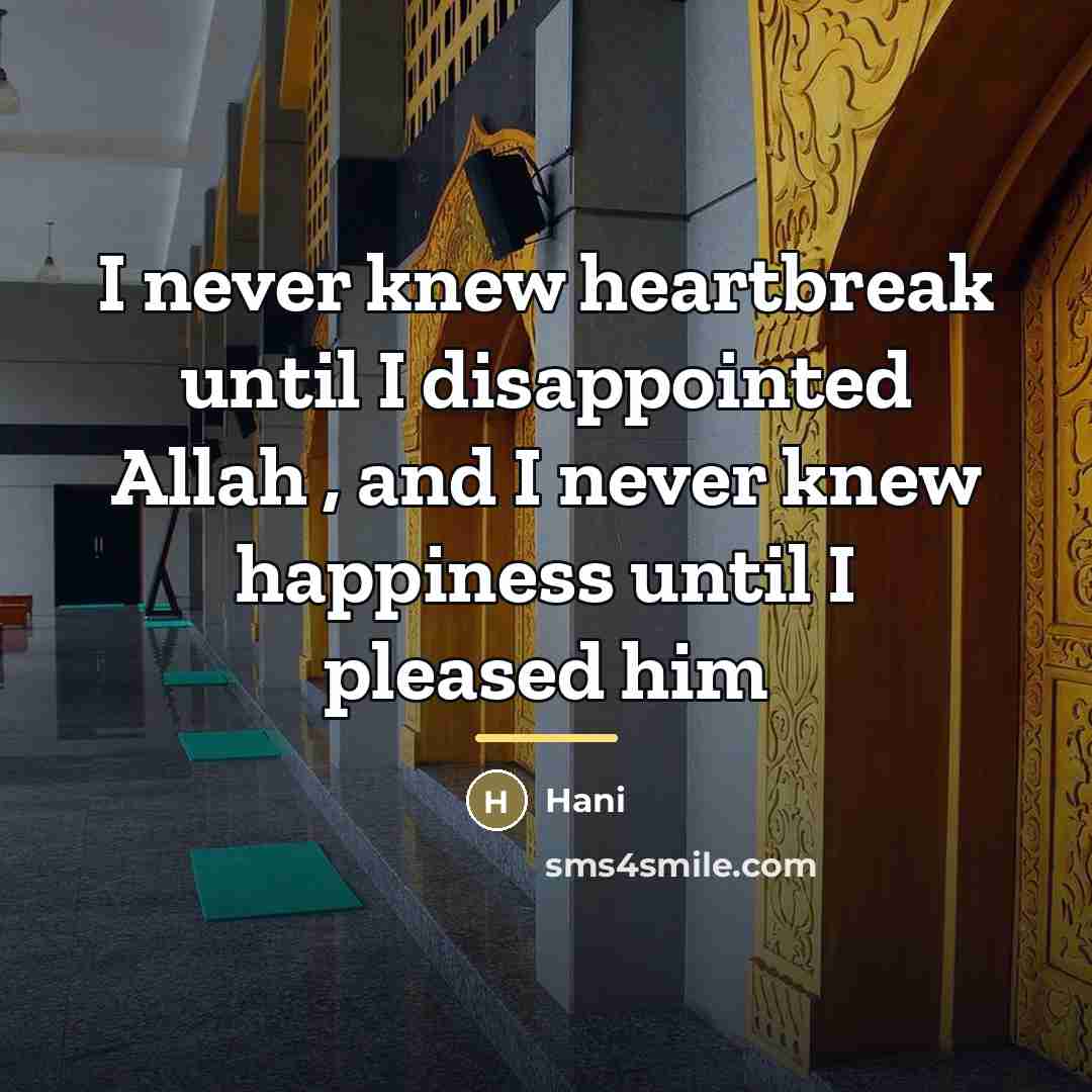 “I never knew heartbreak until I disappointed Allah , and…” quote by Hani