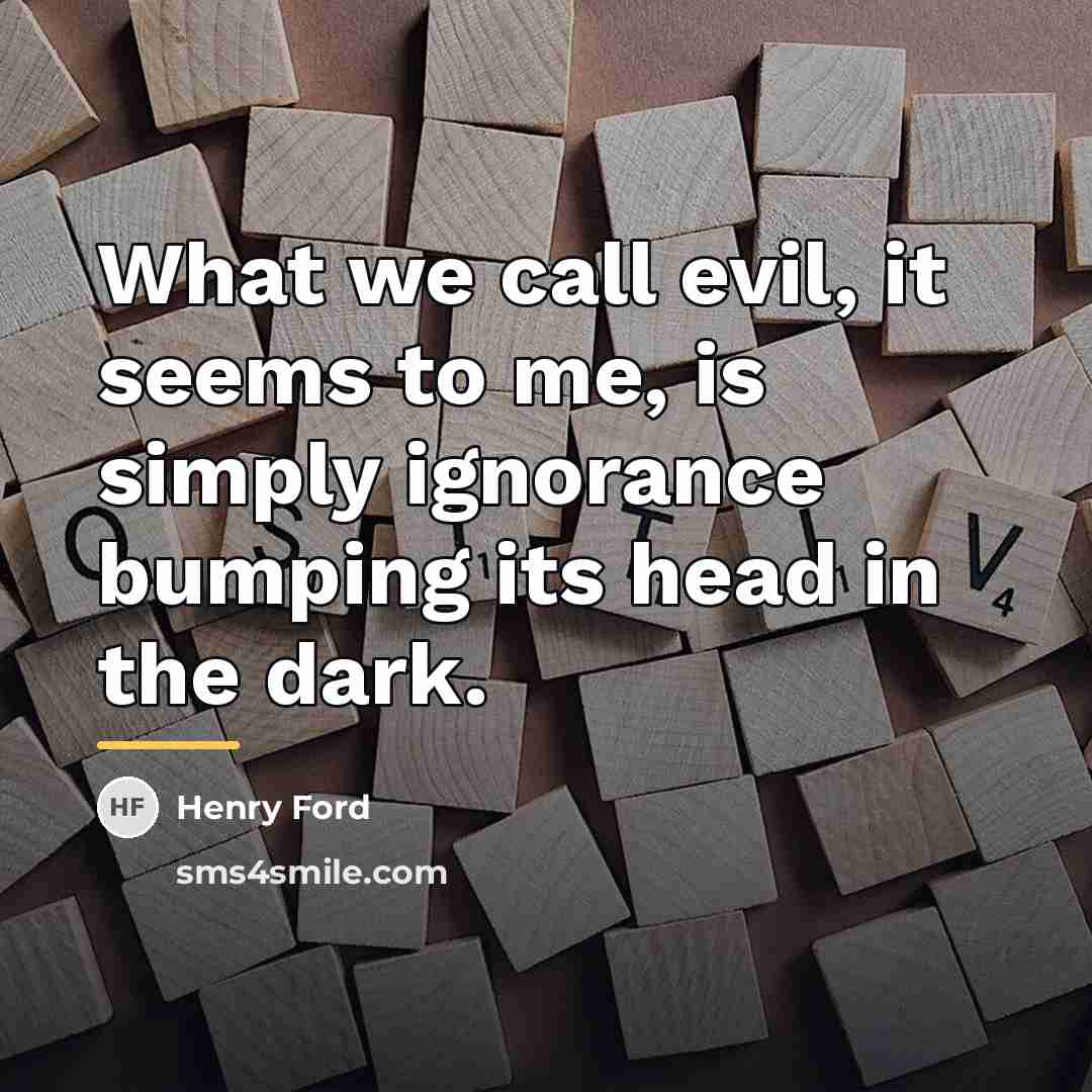 “What we call evil, it seems to me, is simply…” quote by Henry Ford