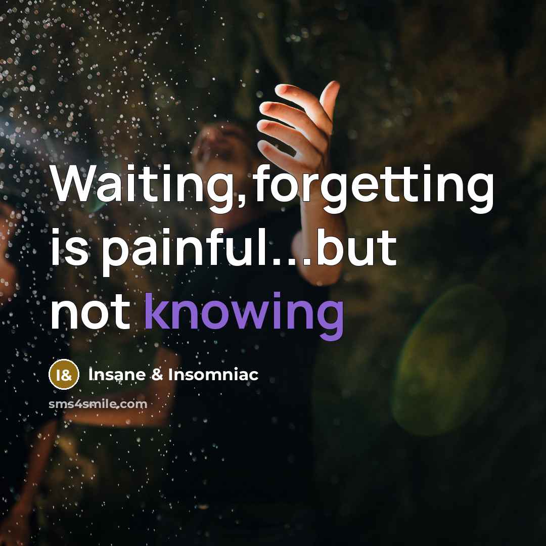 “Waiting,forgetting is painful...but not knowing” quote by Insane & Insomniac
