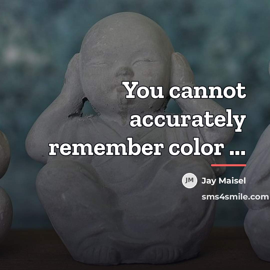 “You cannot accurately remember color ...…” quote by Jay Maisel