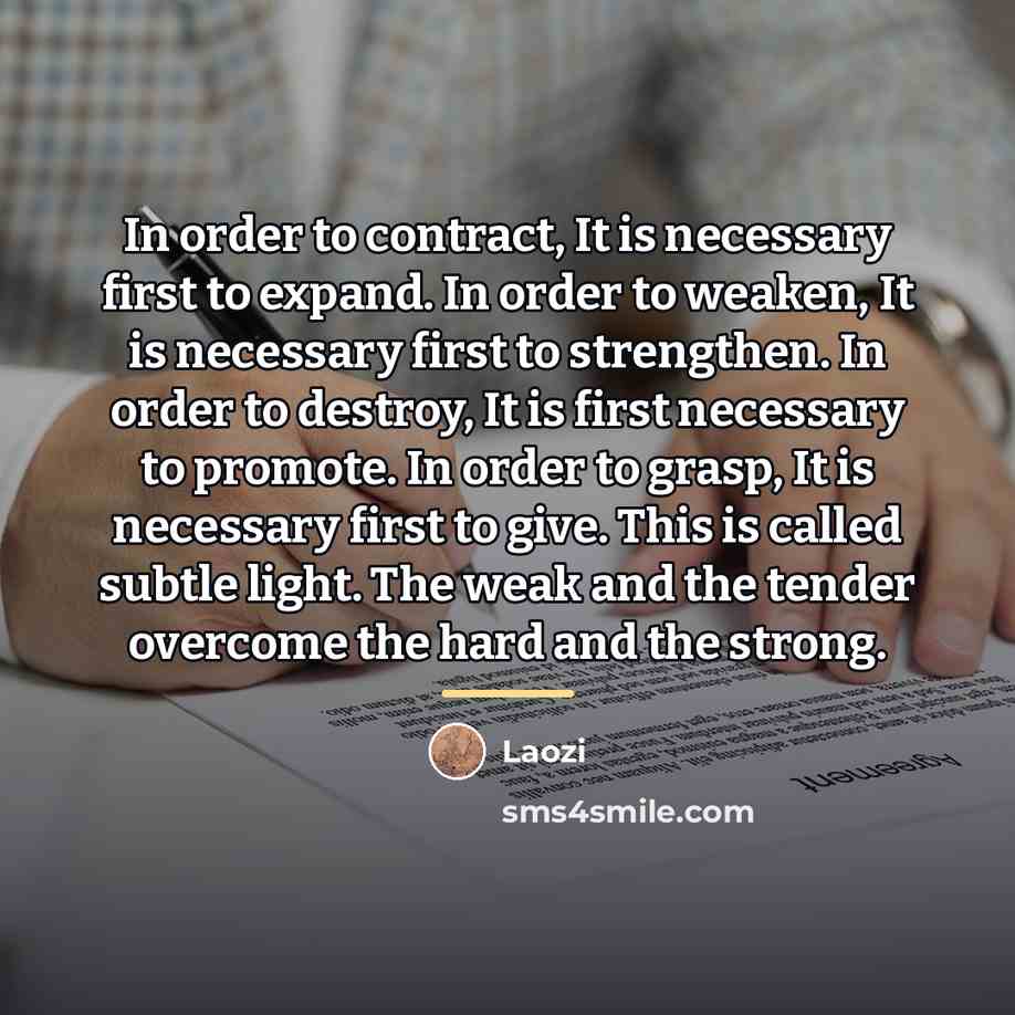“In order to contract, It is necessary first to expand.…” quote by Laozi
