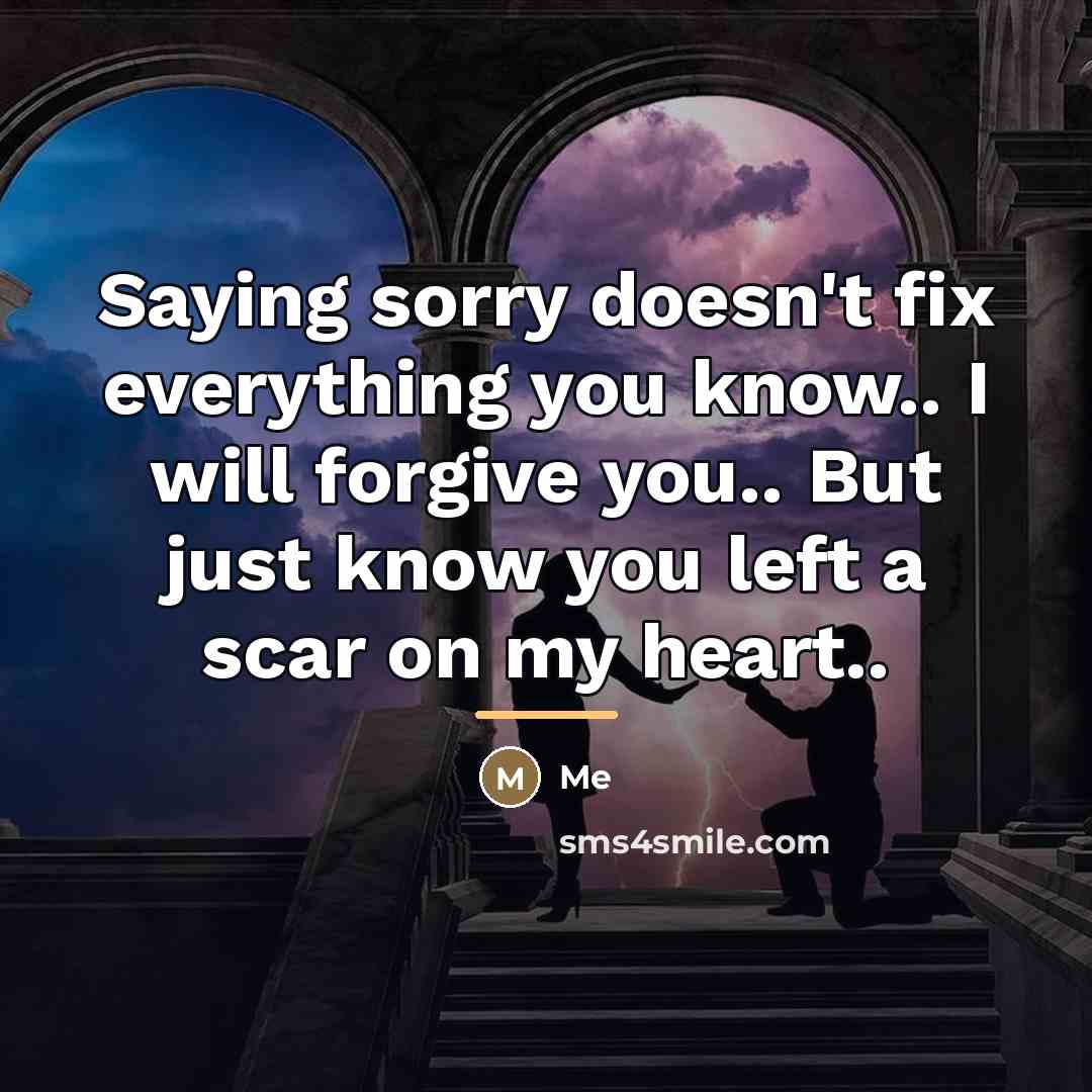 “Saying sorry doesn't fix everything you know.. I will forgive…” quote by Me