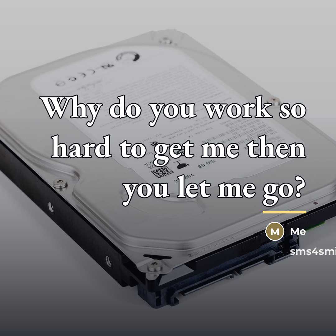“Why do you work so hard to get me then…” quote by Me