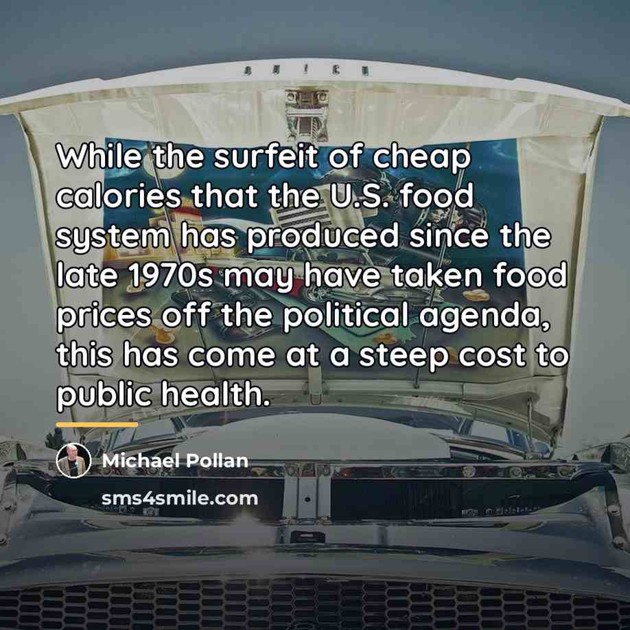 “While the surfeit of cheap calories that the U.S. food…” quote by Michael Pollan