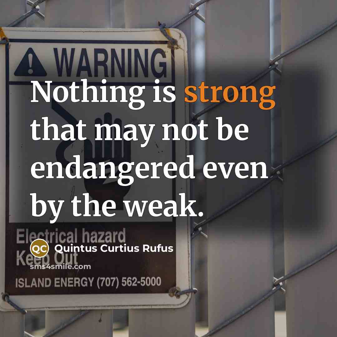 “Nothing is strong that may not be endangered even by…” quote by Quintus Curtius Rufus