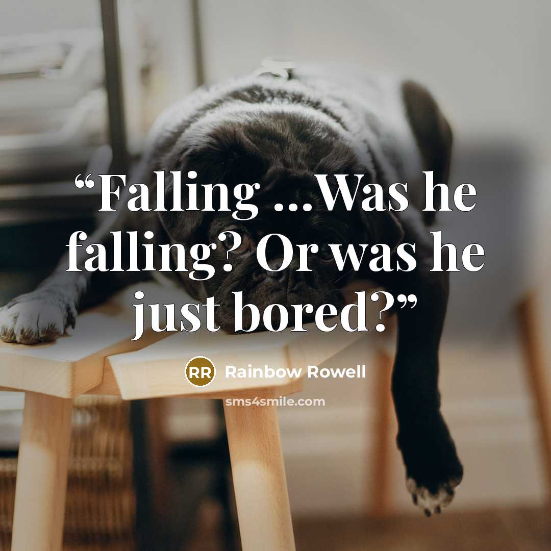 “Falling …Was he falling? Or was he just bored?” quote by Rainbow Rowell