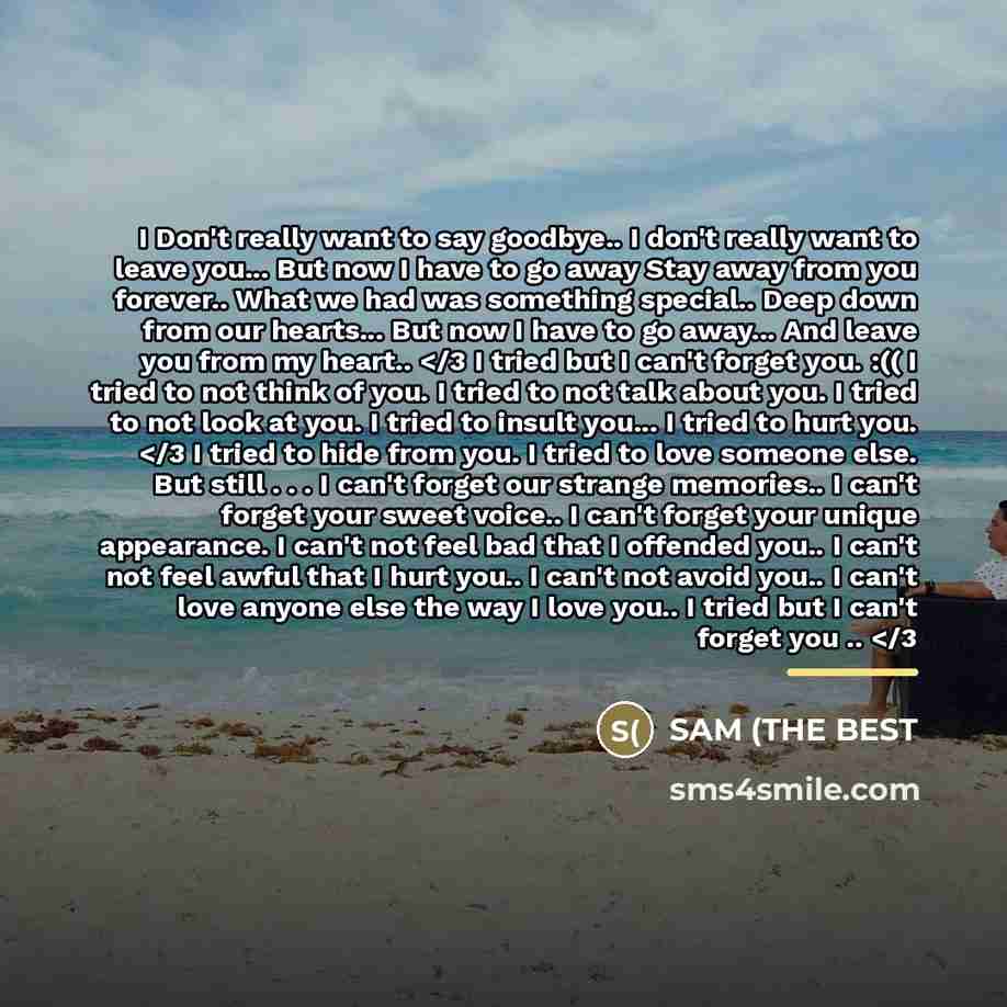 “I Don't really want to say goodbye.. I don't really…” quote by SAM (THE BEST
