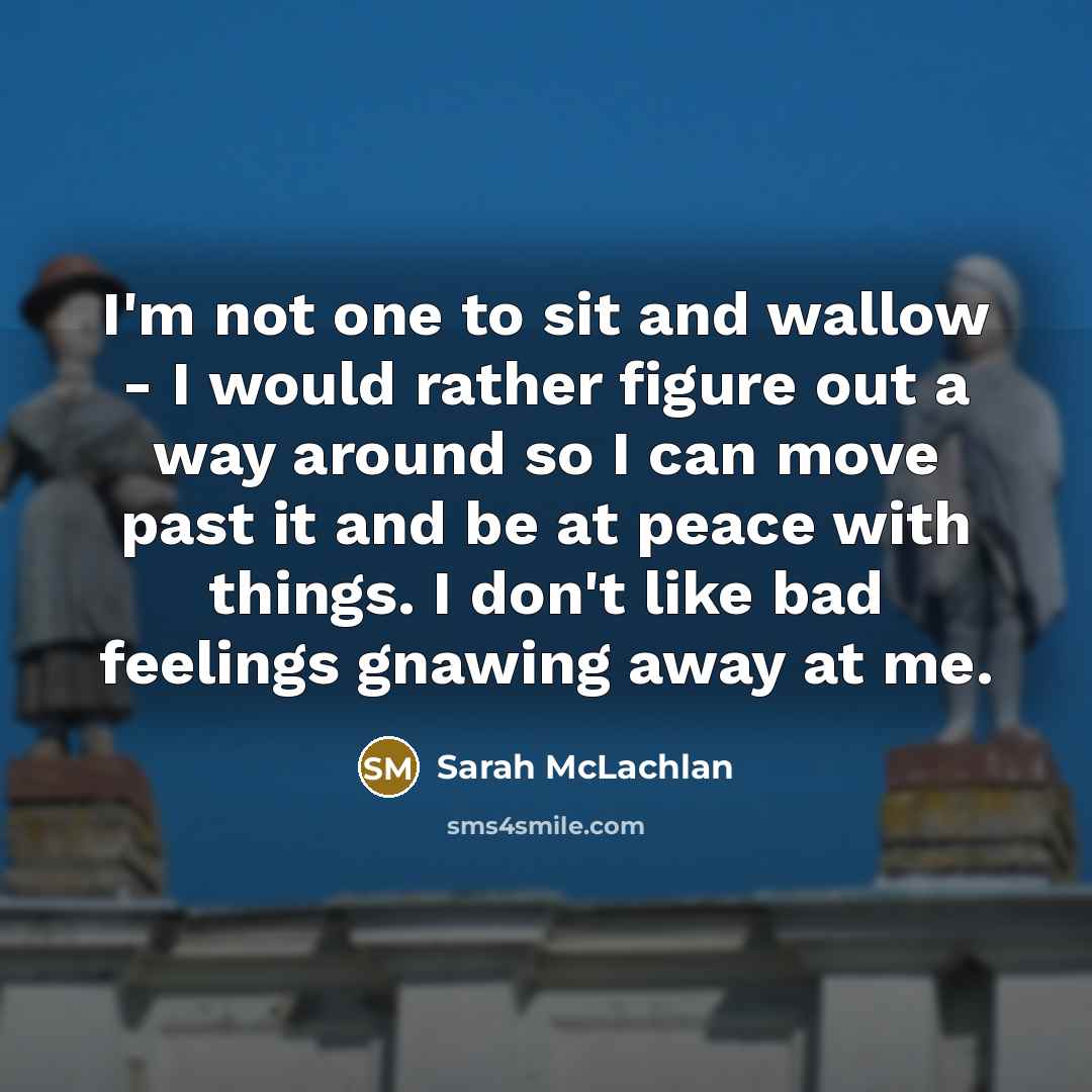“I'm not one to sit and wallow - I would…” quote by Sarah McLachlan