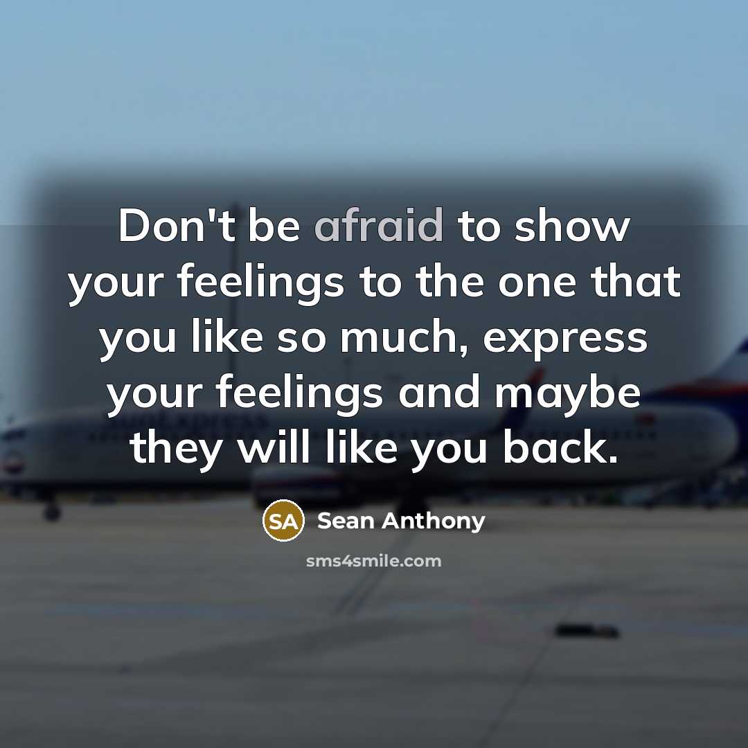 “Don't be afraid to show your feelings to the one that you like so much, express your feelings and maybe they will like you back.” quote by Sean Anthony
