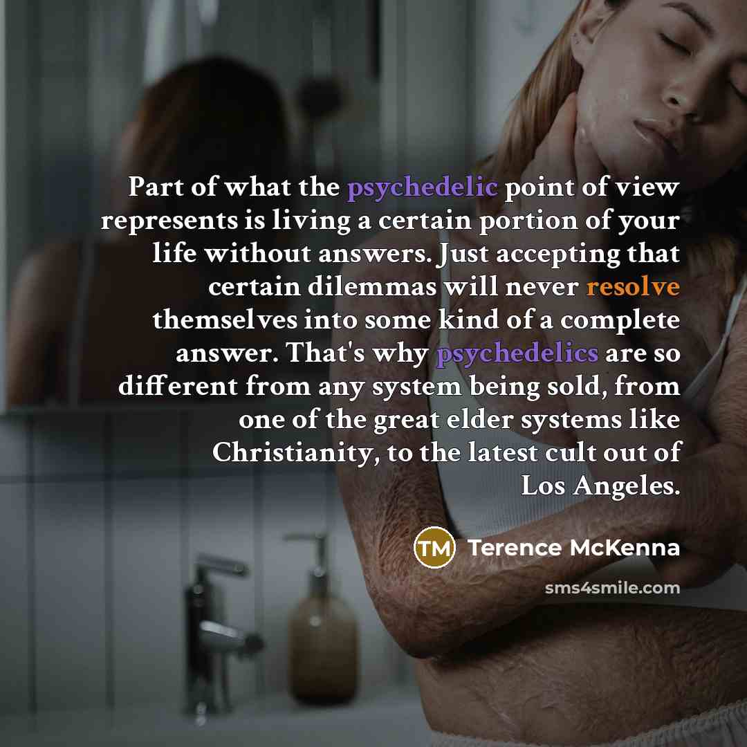 “Part of what the psychedelic point of view represents is…” quote by Terence McKenna