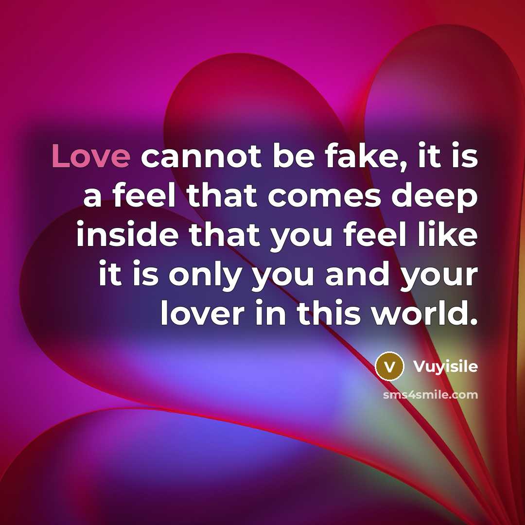“Love cannot be fake, it is a feel that comes…” quote by Vuyisile