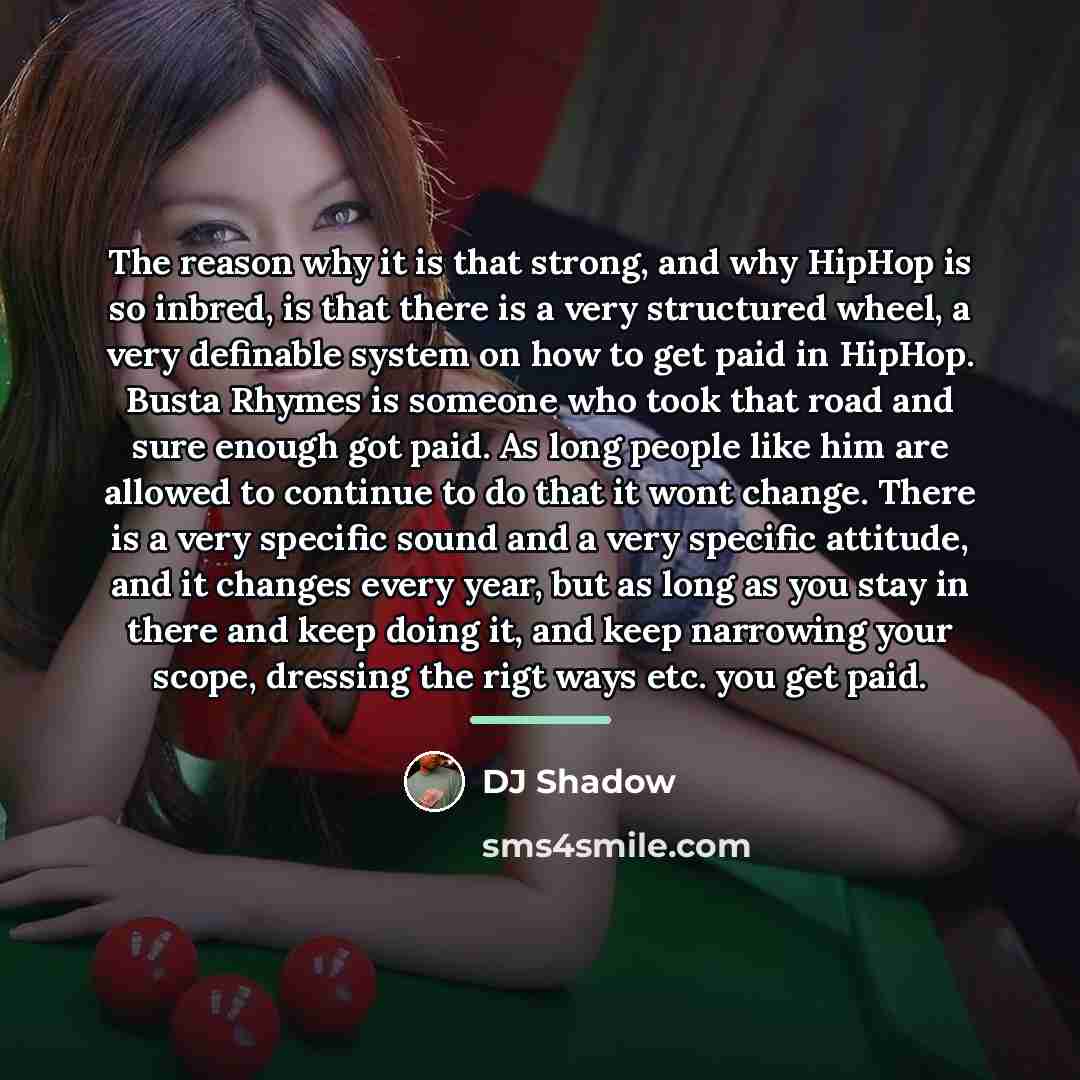 “The reason why it is that strong, and why HipHop…” quote by DJ Shadow