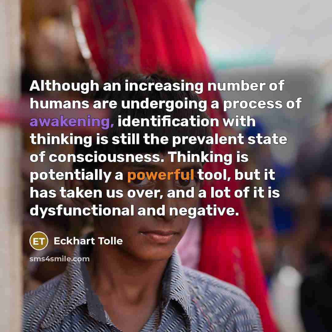 “Although an increasing number of humans are undergoing a process…” quote by Eckhart Tolle