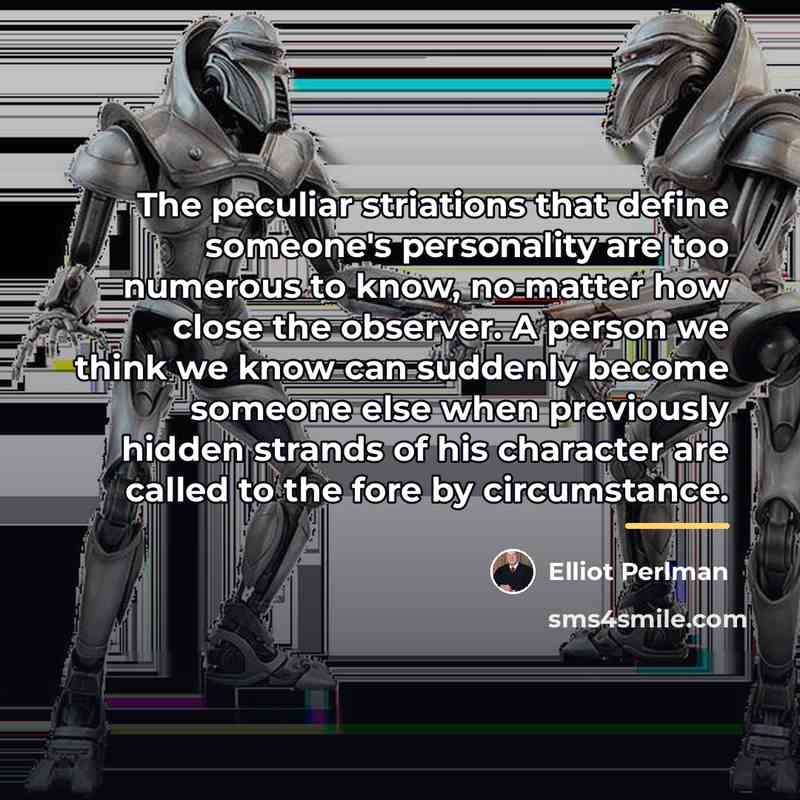 “The peculiar striations that define someone's personality are too numerous…” quote by Elliot Perlman