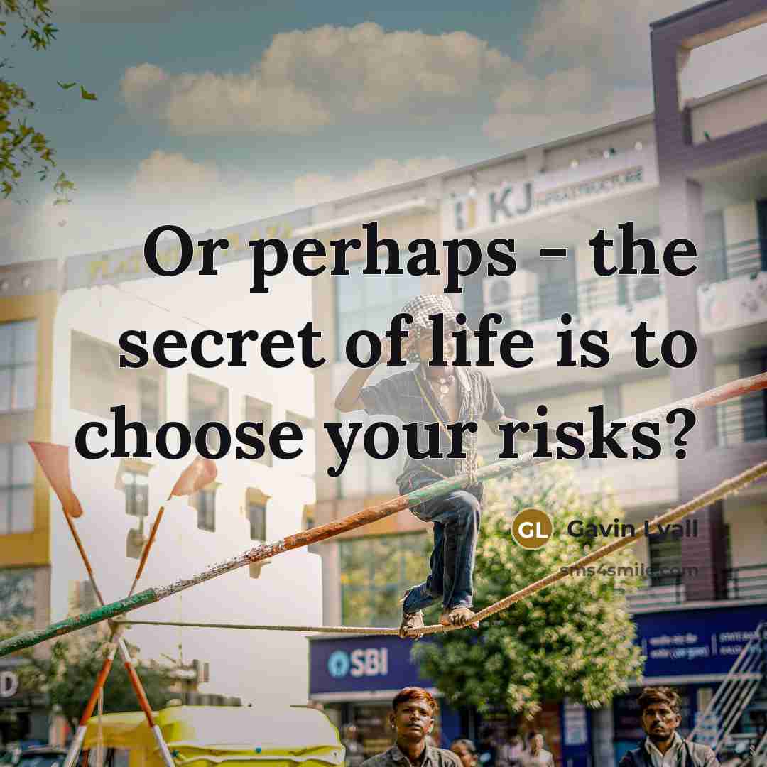 “Or perhaps - the secret of life is to choose your risks?” quote by Gavin Lyall