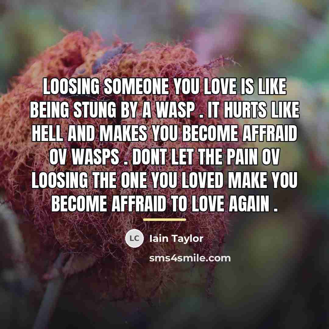 “Loosing someone you love is like being stung by a…” quote by Iain Taylor