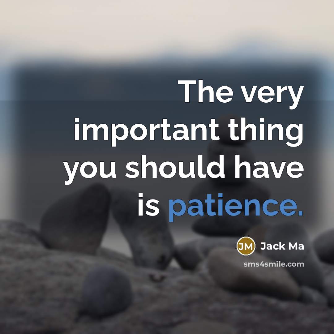 “The very important thing you should have is patience.…” quote by Jack Ma