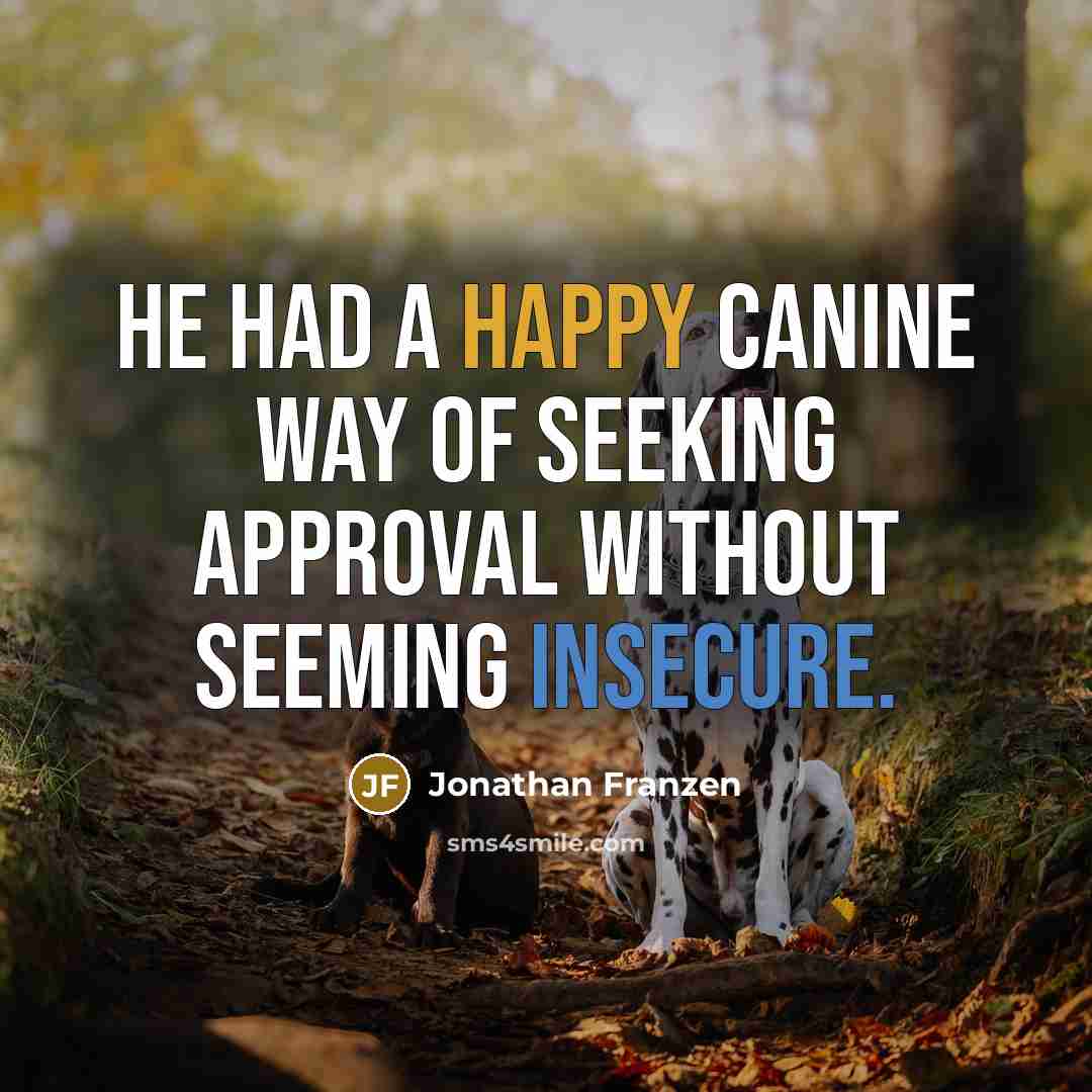 “He had a happy canine way of seeking approval without seeming insecure.” quote by Jonathan Franzen