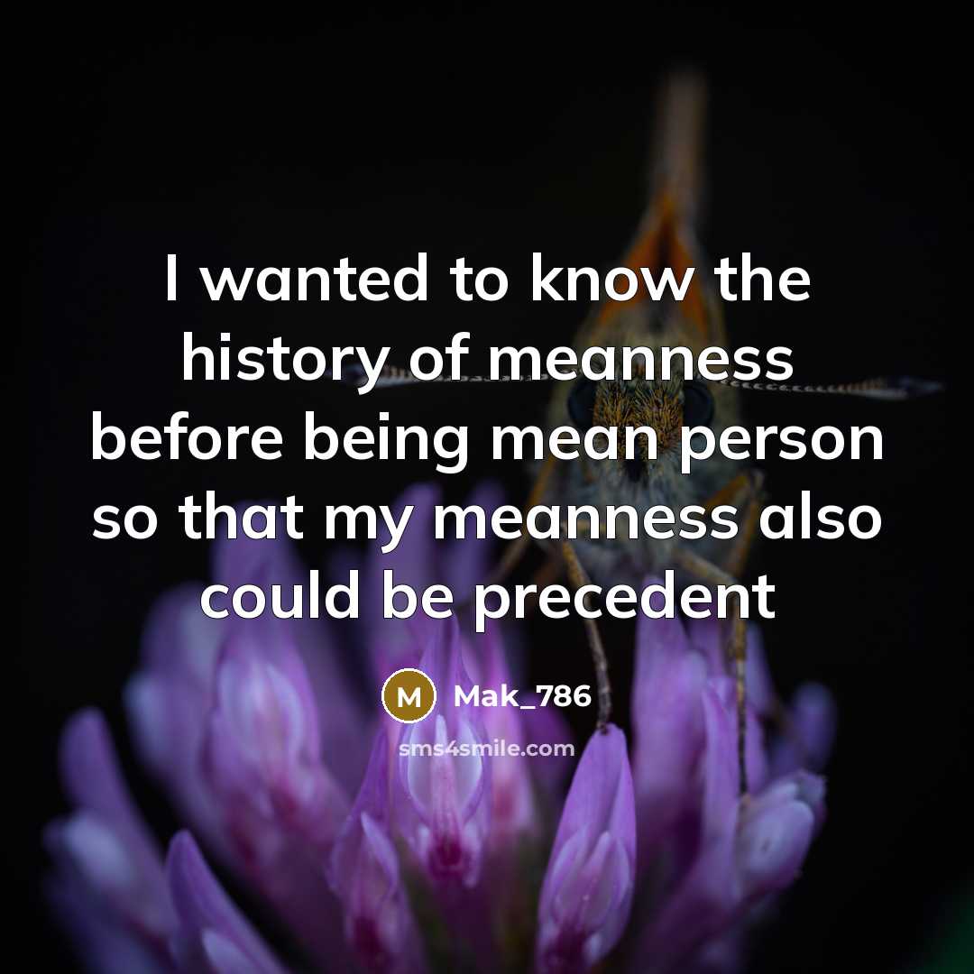 “I wanted to know the history of meanness before being…” quote by Mak_786