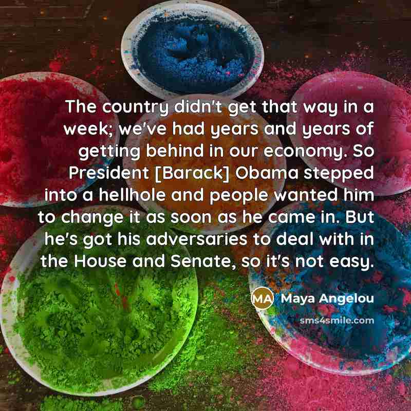 “The country didn't get that way in a week; we've…” quote by Maya Angelou