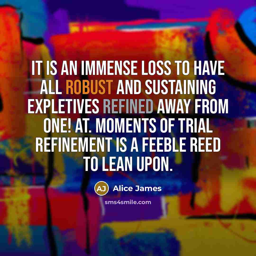 “It is an immense loss to have all robust and…” quote by Alice James