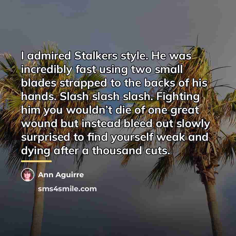 “I admired Stalkers style. He was incredibly fast using two…” quote by Ann Aguirre