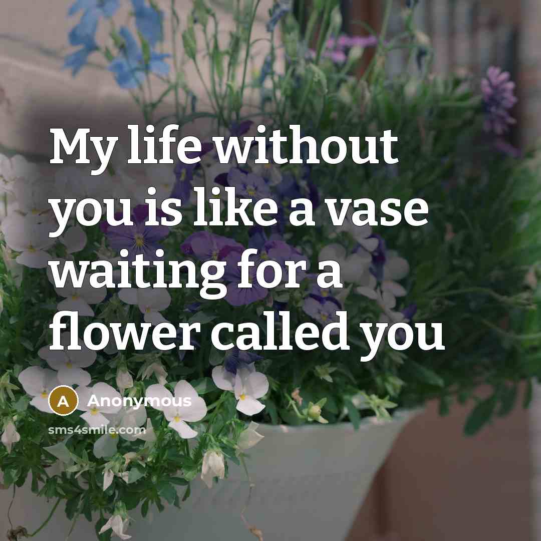 “My life without you is like a vase waiting for a flower called you” quote by Anonymous