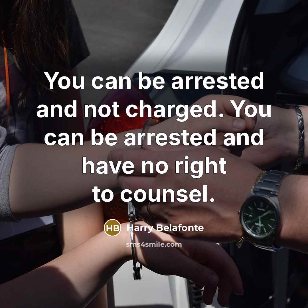 “You can be arrested and not charged. You can be…” quote by Harry Belafonte