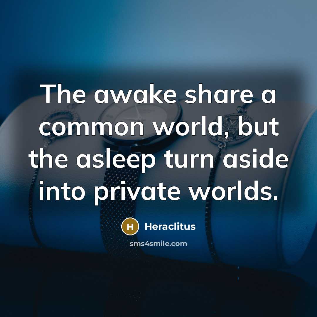 “The awake share a common world, but the asleep turn…” quote by Heraclitus