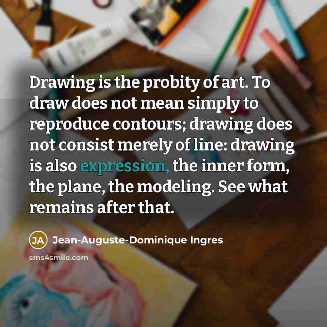 “Drawing is the probity of art. To draw does not…” quote by Jean-Auguste-Dominique Ingres