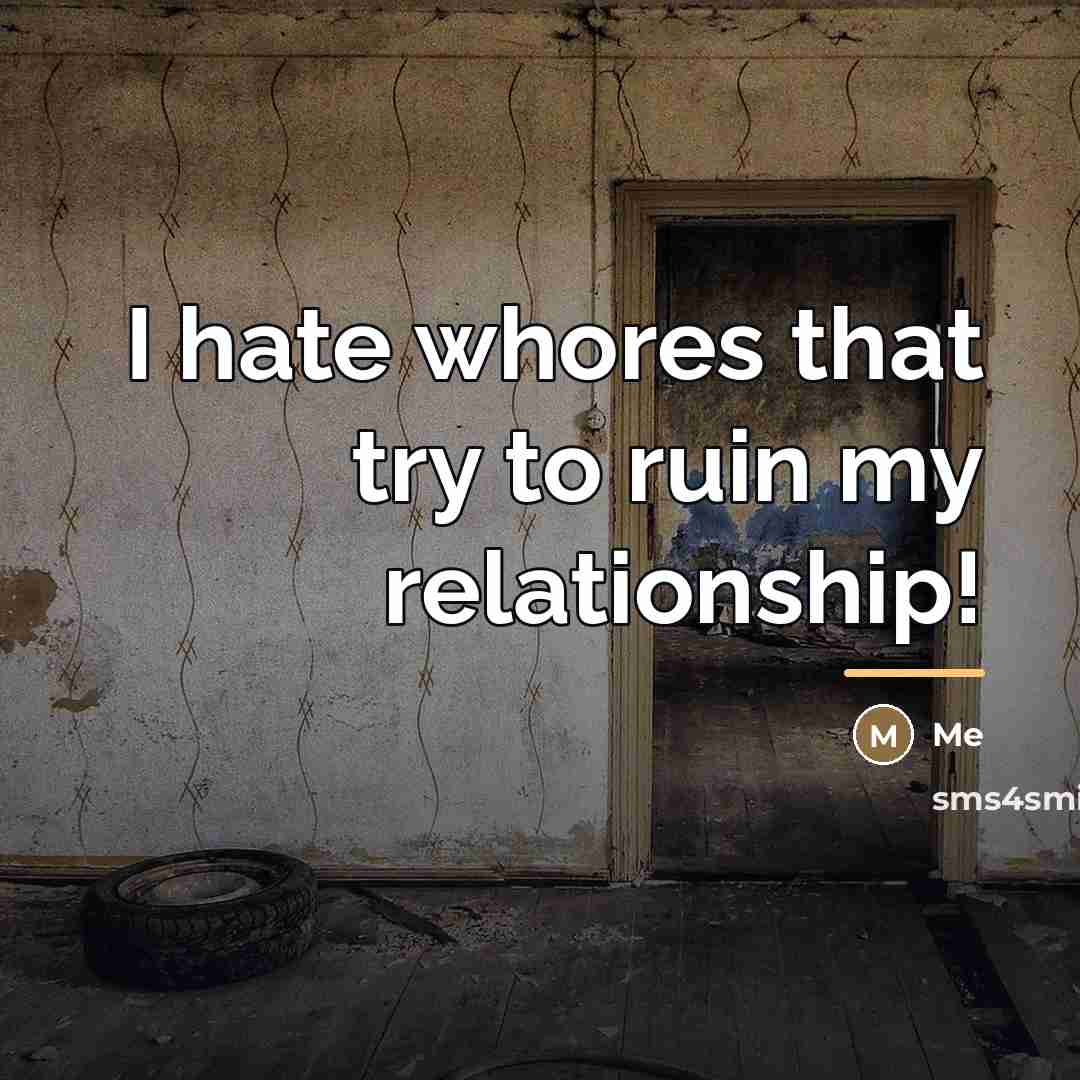 “I hate whores that try to ruin my relationship!…” quote by Me
