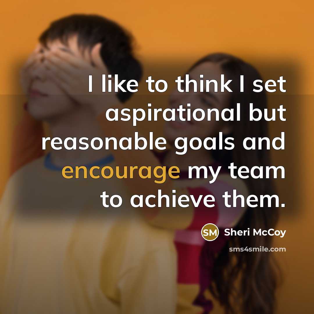 “I like to think I set aspirational but reasonable goals…” quote by Sheri McCoy
