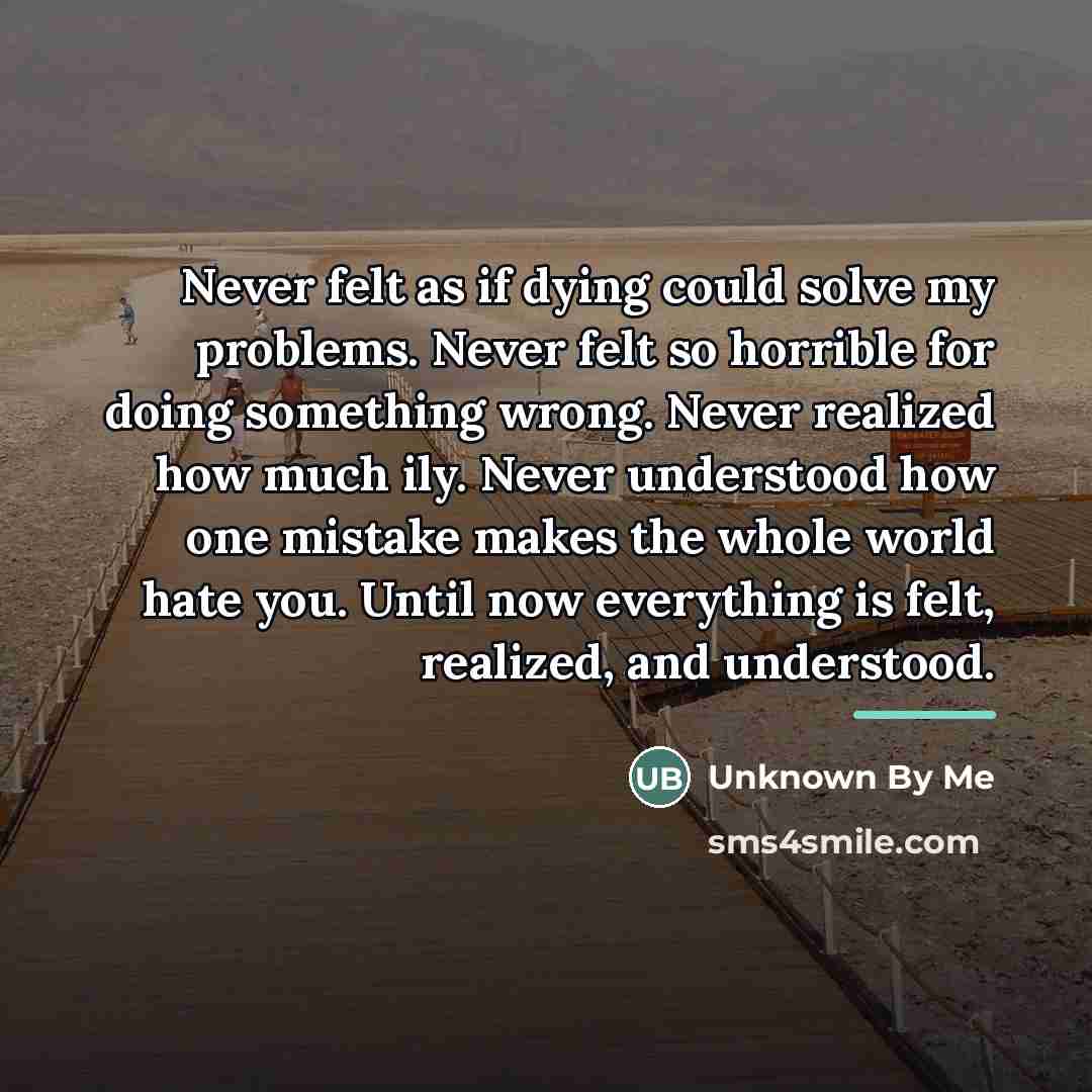 “Never felt as if dying could solve my problems. Never…” quote by Anonymous